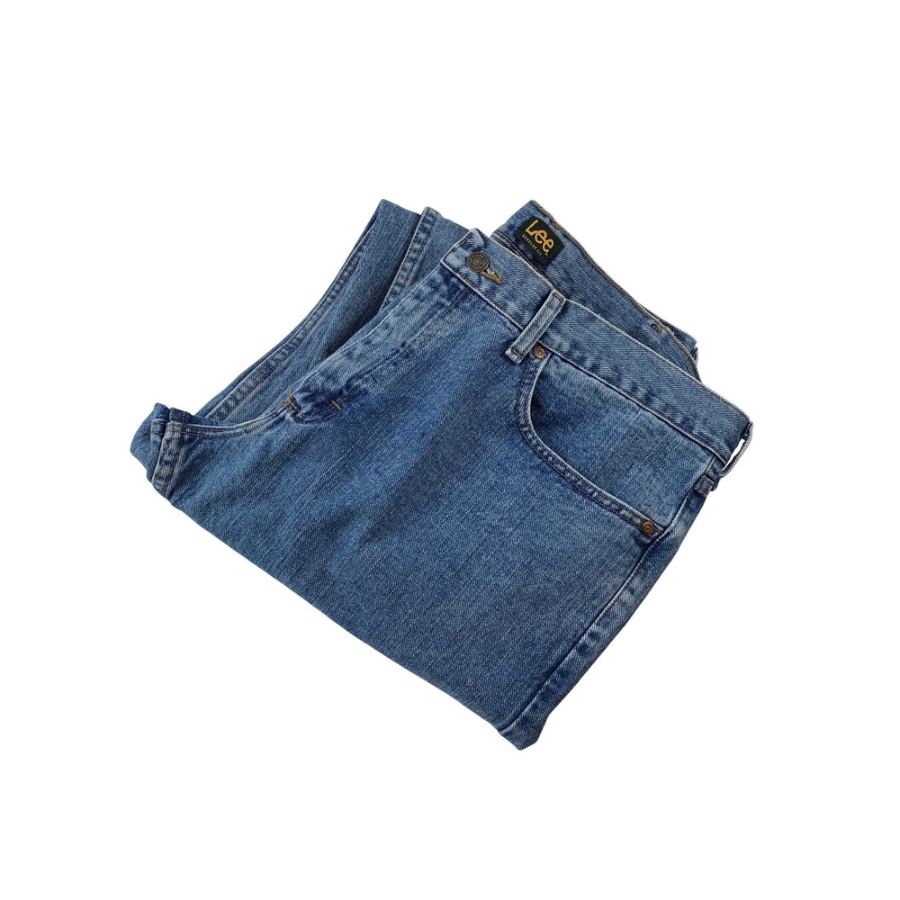 Lee Regular Fit Men Blue Denim Jeans Straight Leg 38x29 Medium Wash TZS-K752-007